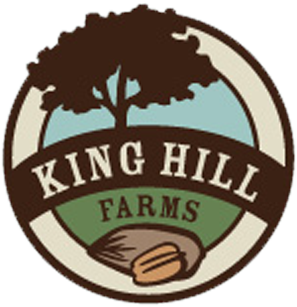 Logo of King Hill Farms featuring a tree and agricultural elements, representing sustainable farming and fresh produce.